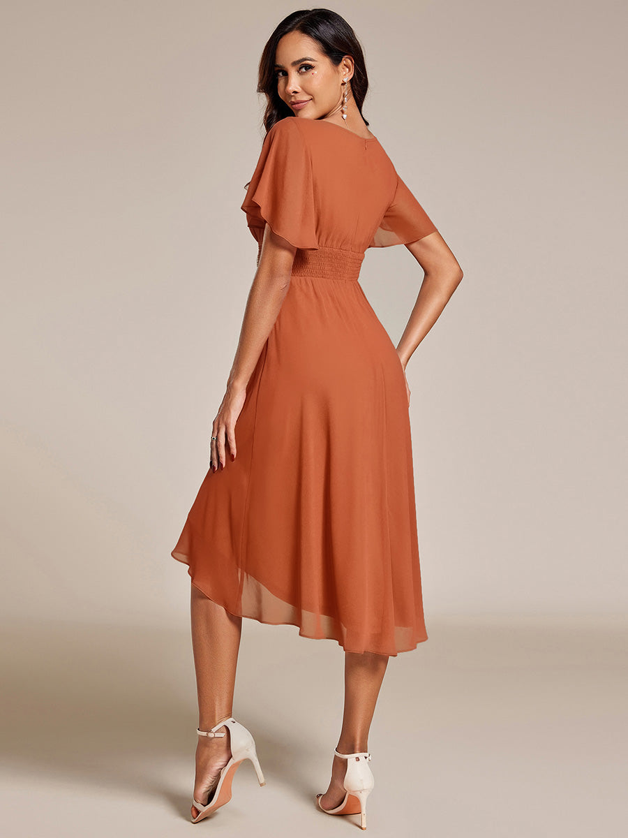 ever EDEN|Chic A-Line Pleated Knee-Length Flowy Chiffon Wedding Guest Dress