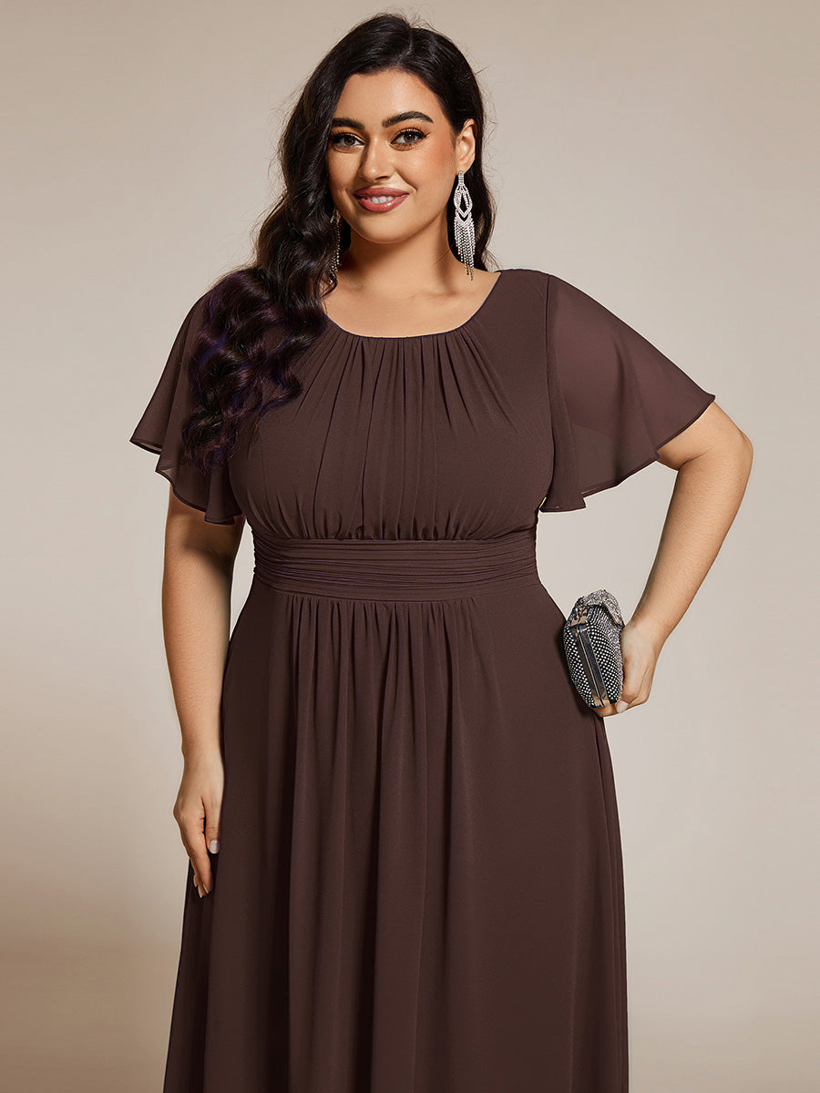 ever EDEN|Chic A-Line Pleated Knee-Length Flowy Chiffon Wedding Guest Dress