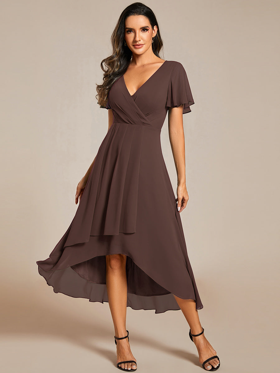 A-Line Pleated Chiffon Tie-Waist Bridesmaid Dress #color_Espresso