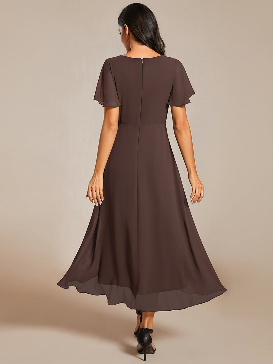 A-Line Pleated Chiffon Tie-Waist Bridesmaid Dress #color_Espresso