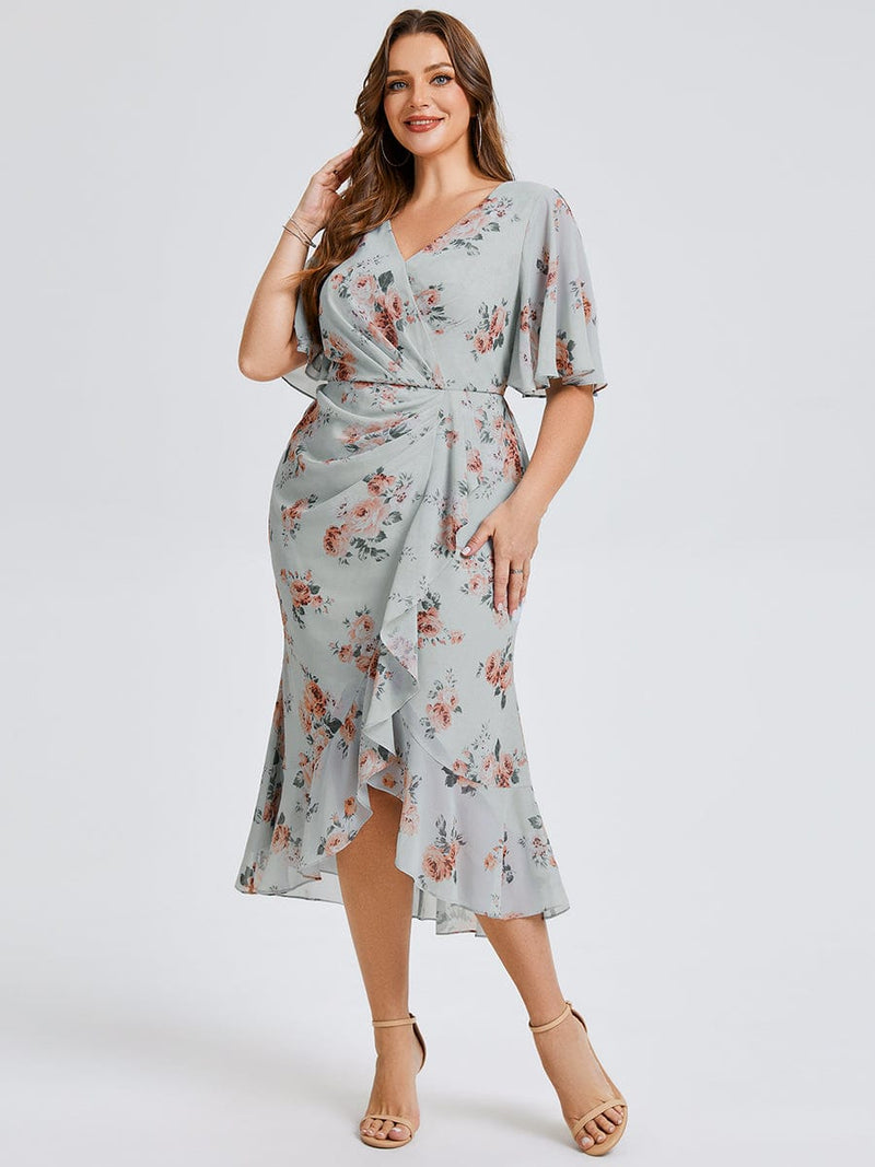 Plus Size Floral Chiffon Wedding Guest Dress for Elegant Occasions