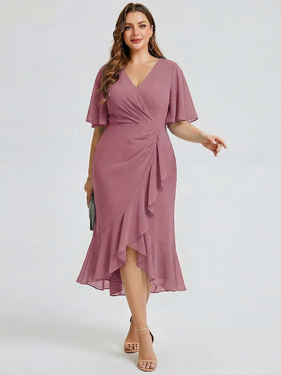 pretty FLORENCIA|Plus Size Midi Printed Mermaid Chiffon Dress