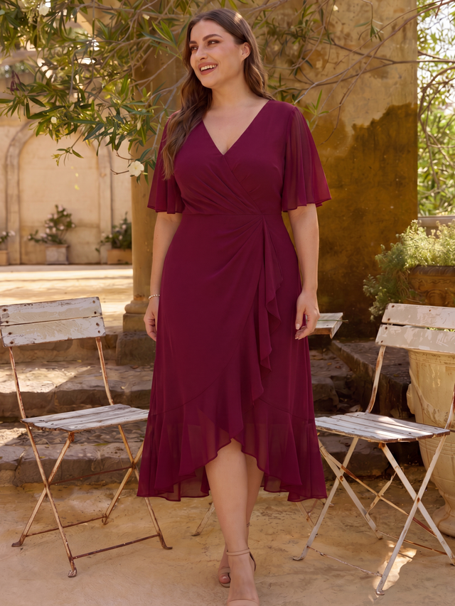 pretty FLORENCIA|Plus Size Printed Mermaid Chiffon Wedding Guest Dress Fan Photos 4
