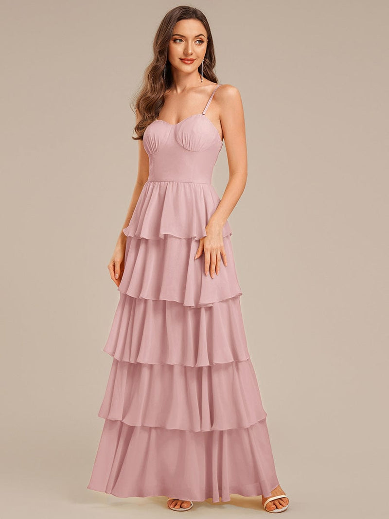 Elegant Ruffled Chiffon Sleeveless Wedding Guest Dress for Special