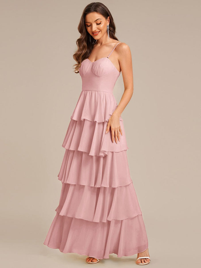 Sleeveless Maxi Chiffon Column Regular Wedding Guest Dress srf7715 main image 1