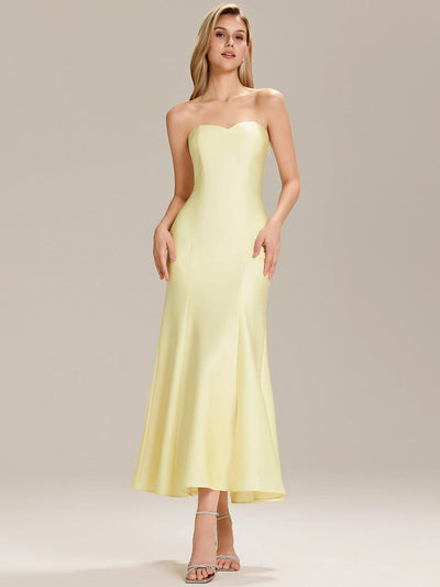 Knit Sleeveless Mermaid Wedding Guest Dress #color_Yellow