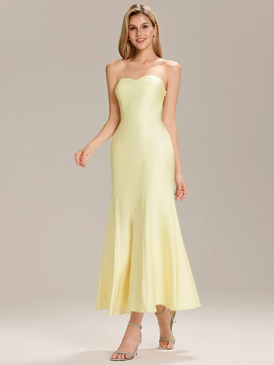 Knit Sleeveless Mermaid Wedding Guest Dress #color_Yellow