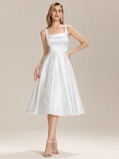 Satin Sleeveless Wedding Guest Dress With Pocket #color_White