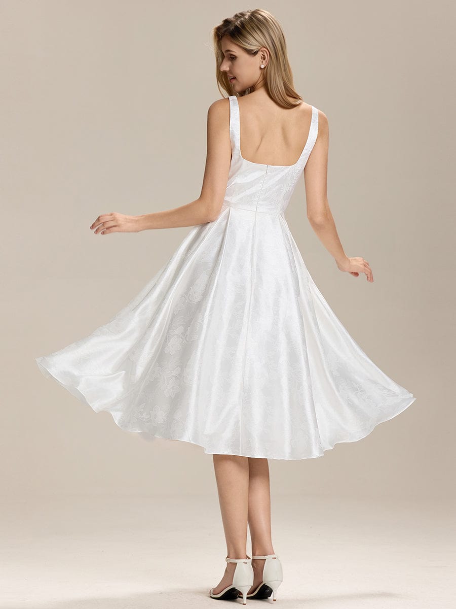 Satin Sleeveless Wedding Guest Dress With Pocket #color_White