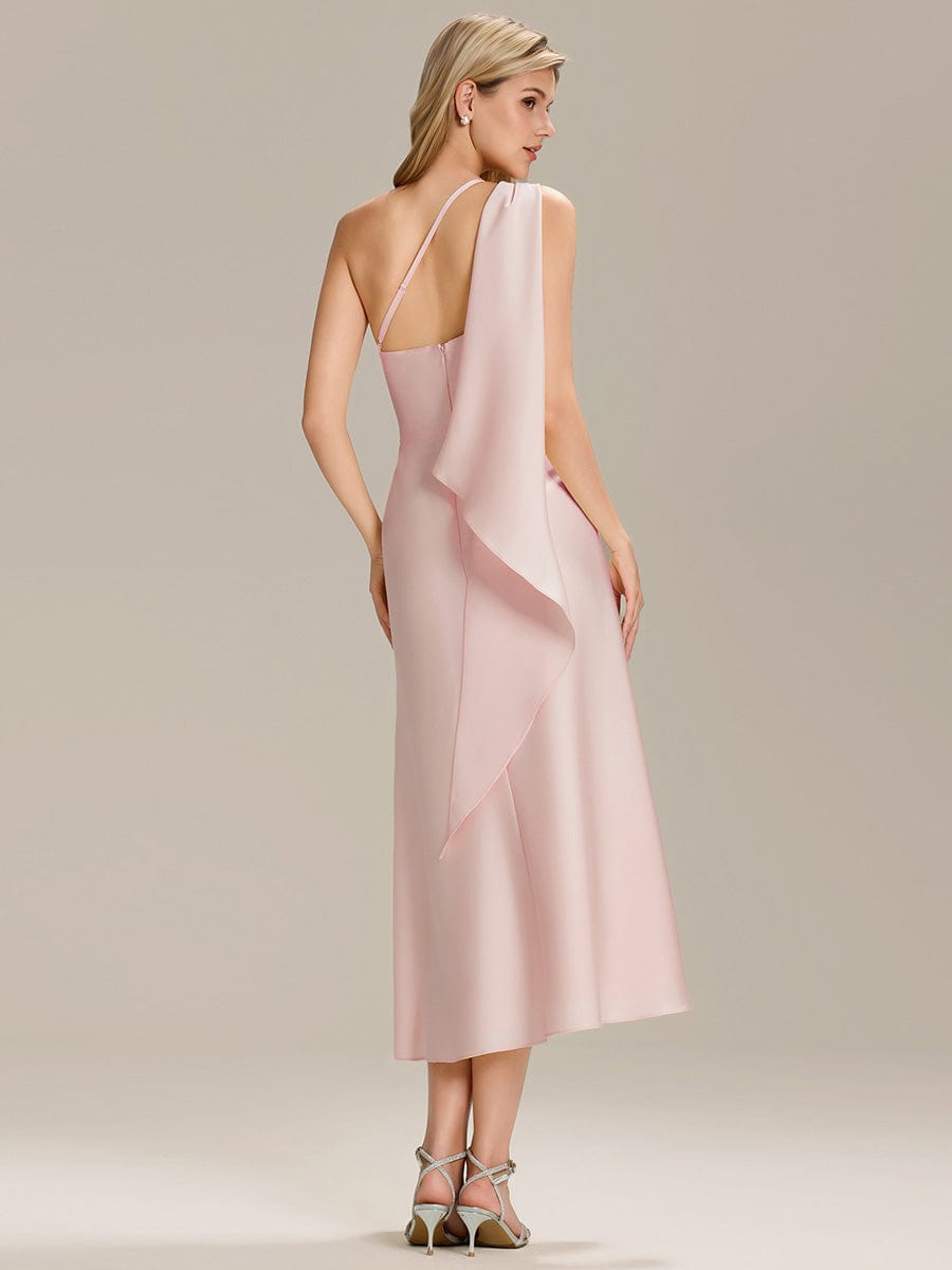 Satin Sleeveless Wrap Wedding Guest Dress #color_Pink