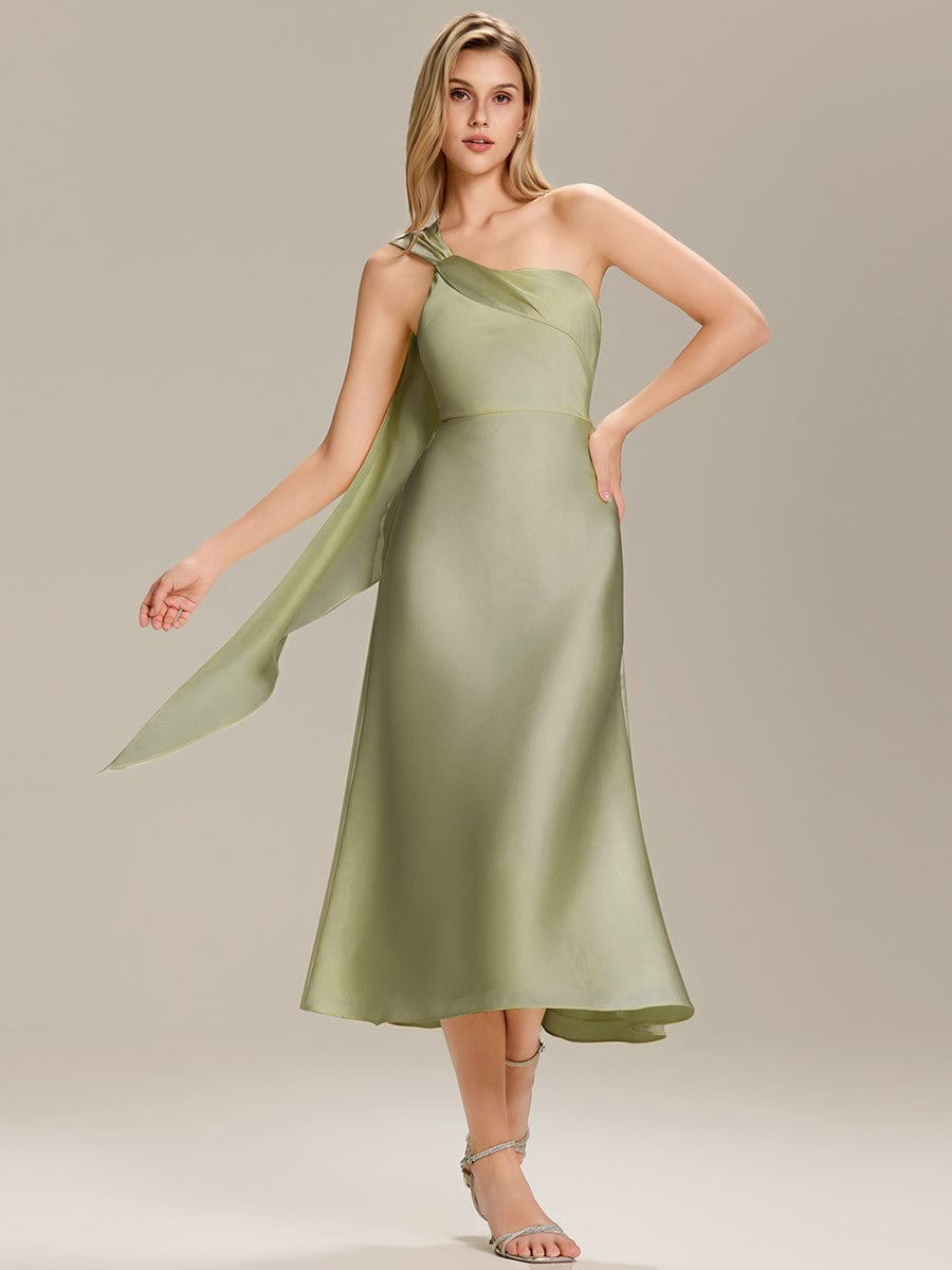 Satin Sleeveless Wrap Wedding Guest Dress #color_Sage Green