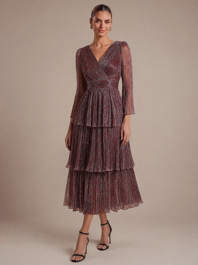 petite wedding guest dresses with sleeves WWPPAION for Women Lace for Wedding Tea Length Chiffon Formal Evening Dress Beige : Clothing, Shoes & Jewelry length hem with a front slit for a flattering look Petite Formal Wedding Guest Dresses