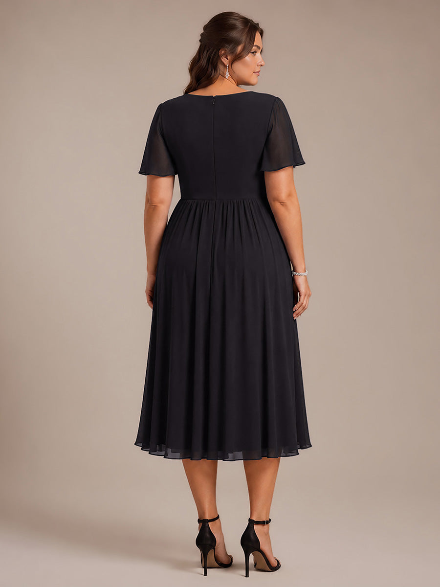 Plus Size See-through Chiffon Wedding Guest Dress #color_Black