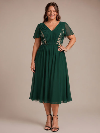Plus Size See-through Chiffon Wedding Guest Dress