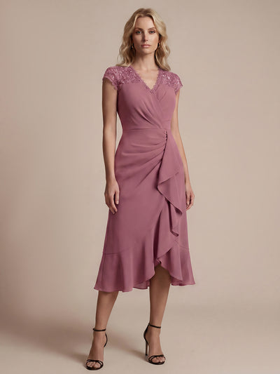 Lace Cap Sleeve Mermaid Wedding Guest Dress