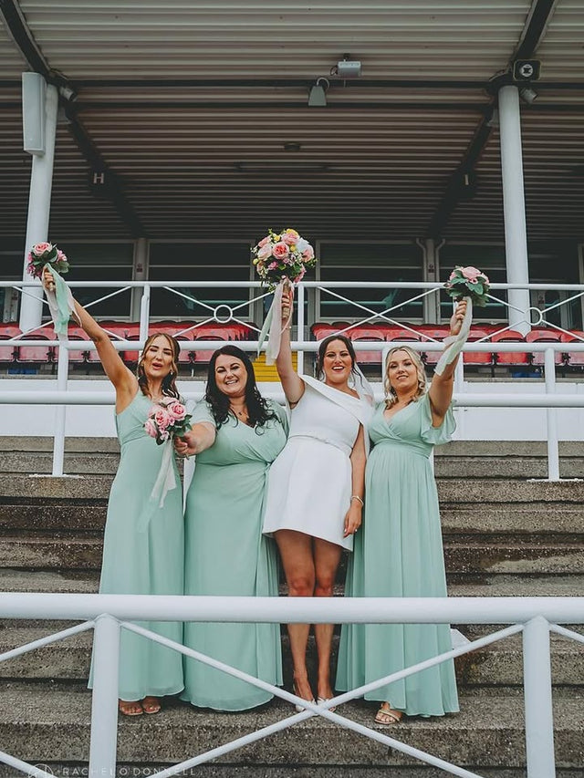 Sage Green Bridesmaid Gowns Fan Photos 2
