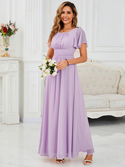 ever KIMORA|Simple Chiffon Pleated A-Line Bridesmaid Dress