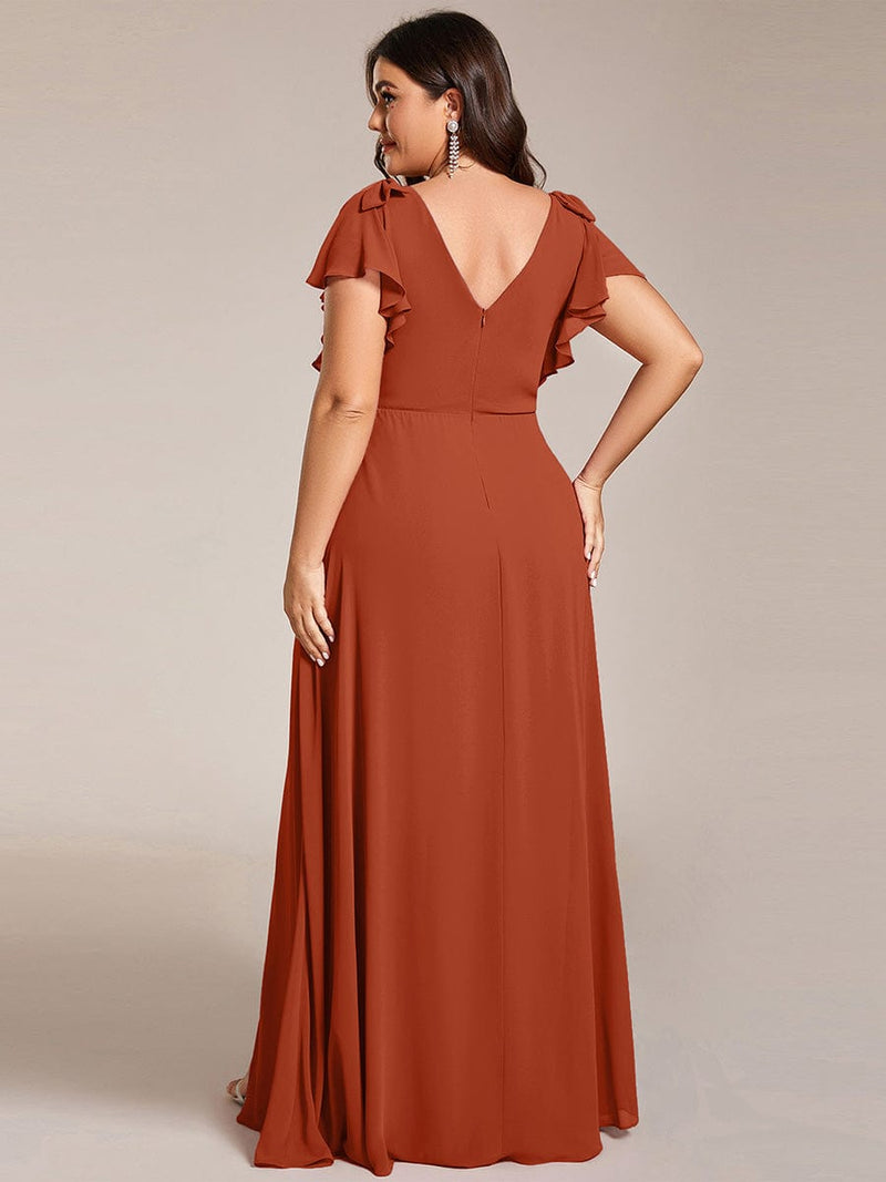 Sleeveless Bridesmaid Gown with Ruffles Papaya Plus Size