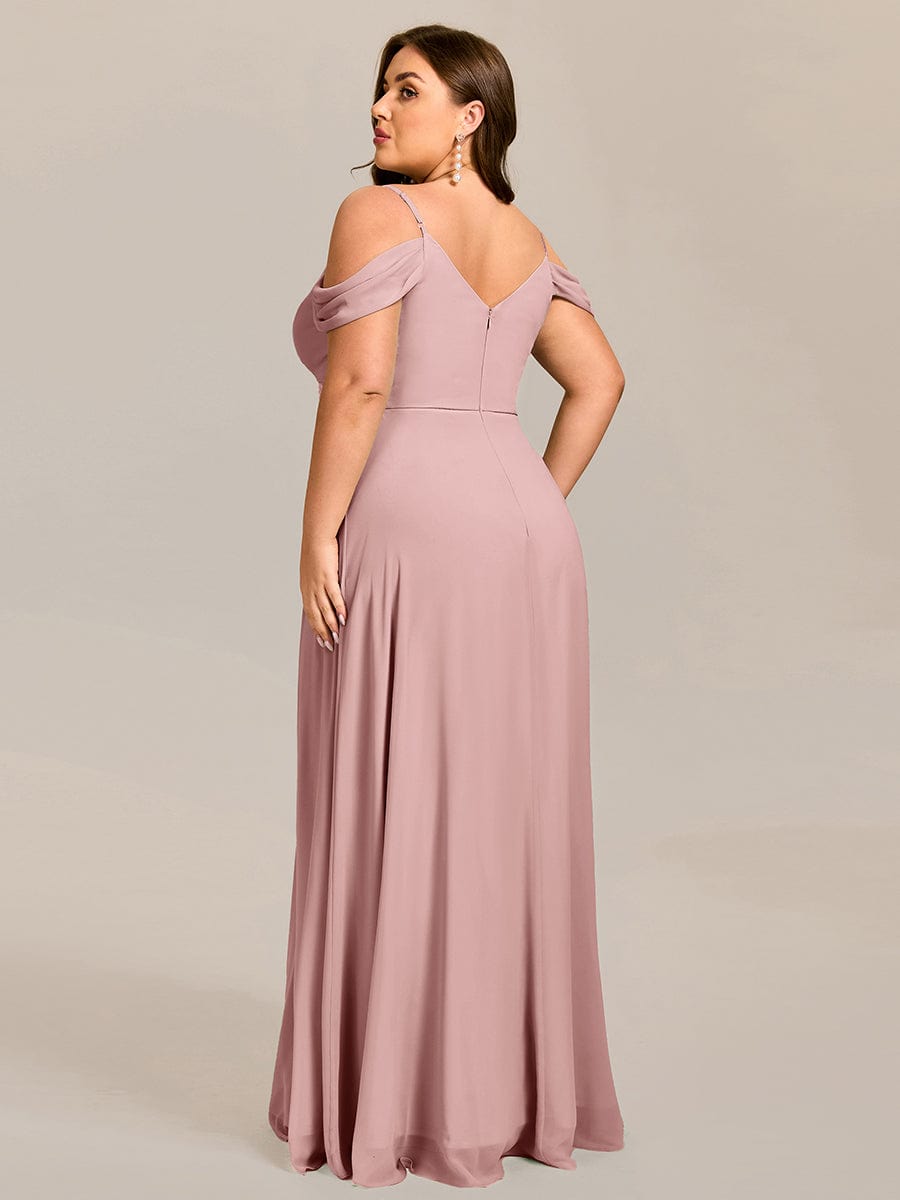 Spaghetti Strap V-Neck Pleated A-Line Bridesmaid Dress #color_Dusty Rose