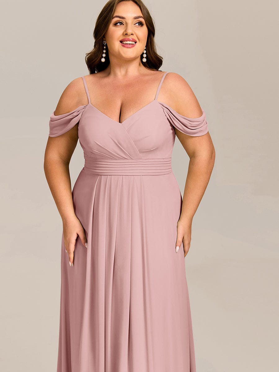 Spaghetti Strap V-Neck Pleated A-Line Bridesmaid Dress #color_Dusty Rose