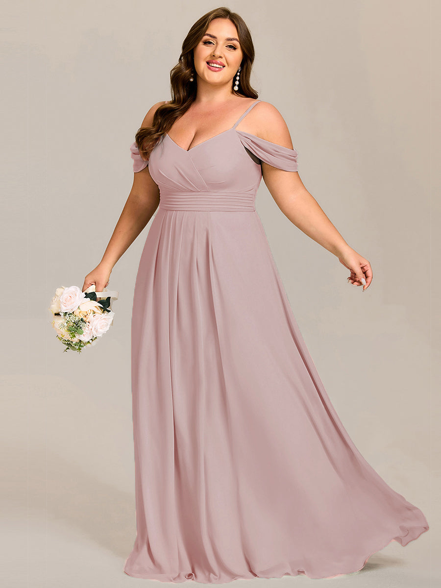 Spaghetti Strap V-Neck Pleated A-Line Bridesmaid Dress #color_Lilac