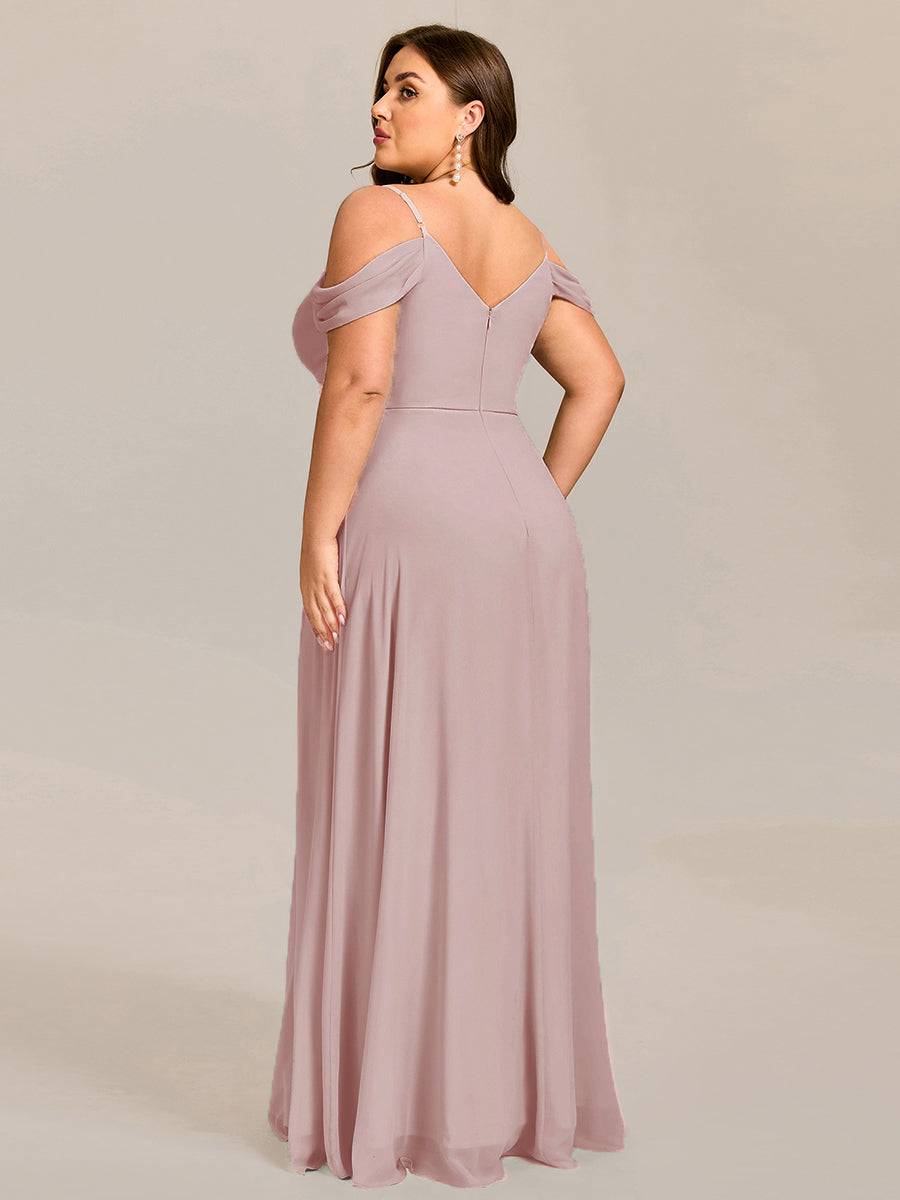 Spaghetti Strap V-Neck Pleated A-Line Bridesmaid Dress #color_Lilac