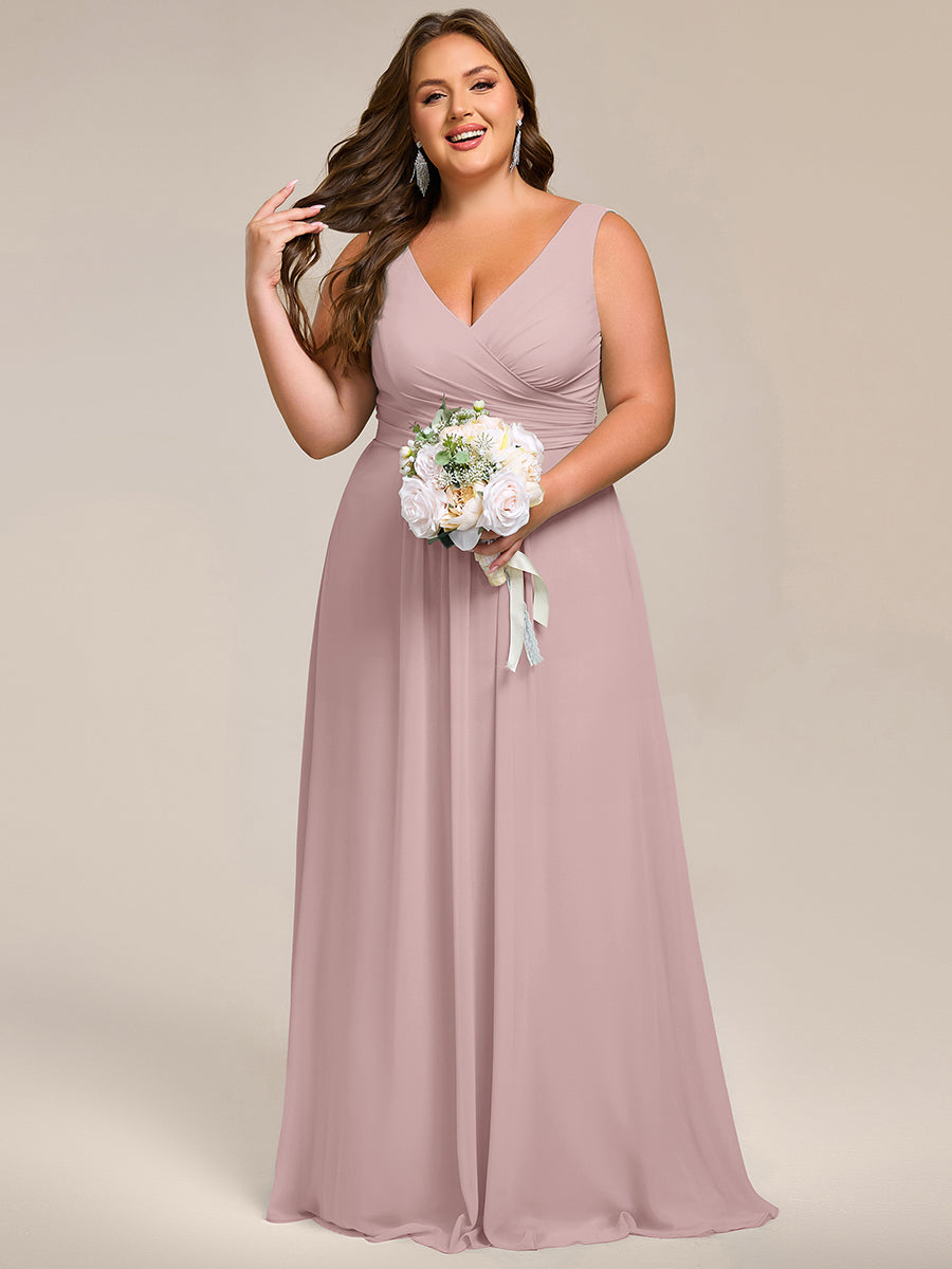 Plus Size Strapless V-Neck A-Line Lace-Up Bridesmaid Dress #color_Lilac