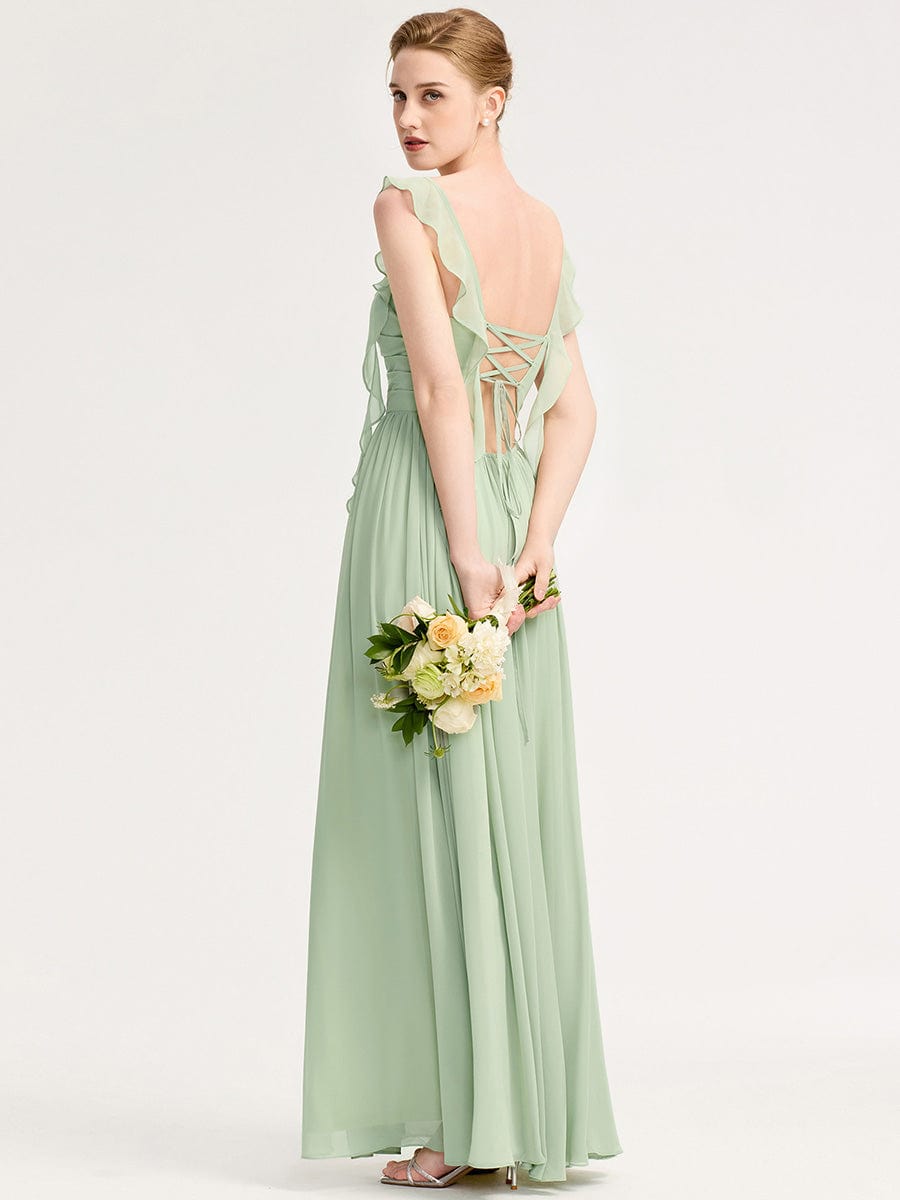 Flowing Ribbon Chiffon Bridesmaid dress #color_Mint Green