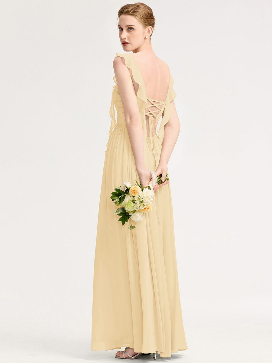 Flowing Ribbon Chiffon Bridesmaid dress #color_Yellow