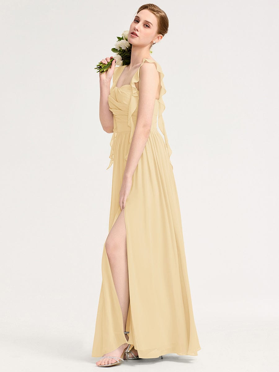 Flowing Ribbon Chiffon Bridesmaid dress #color_Yellow
