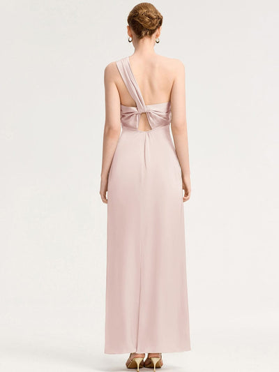 Twist Knot Satin Mermaid Bridesmaid dress #color_Pink