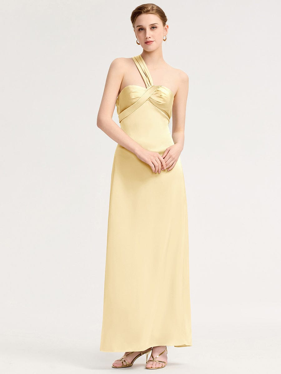 Twist Knot Satin Mermaid Bridesmaid dress #color_Yellow