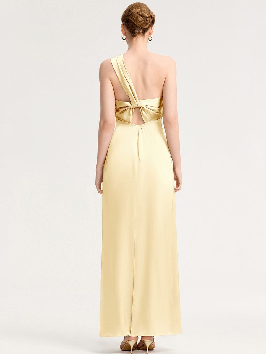 Twist Knot Satin Mermaid Bridesmaid dress #color_Yellow