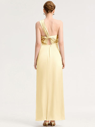 Twist Knot Satin Mermaid Bridesmaid dress #color_Yellow