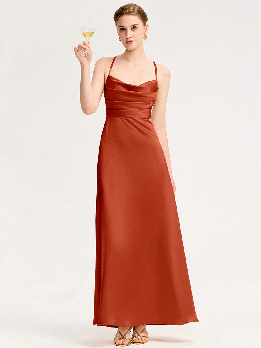 Backless Satin Bridesmaid dress #color_Burnt Orange