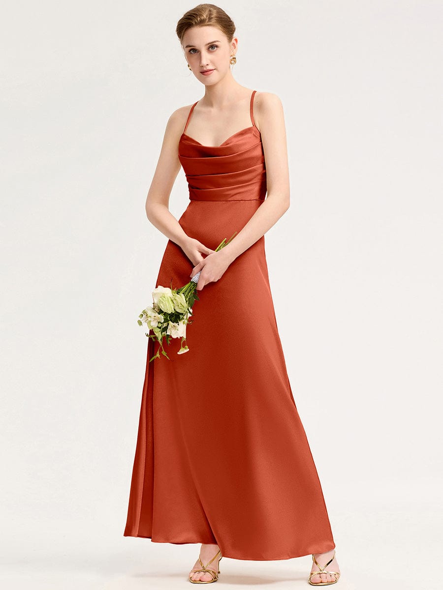 Backless Satin Bridesmaid dress #color_Burnt Orange