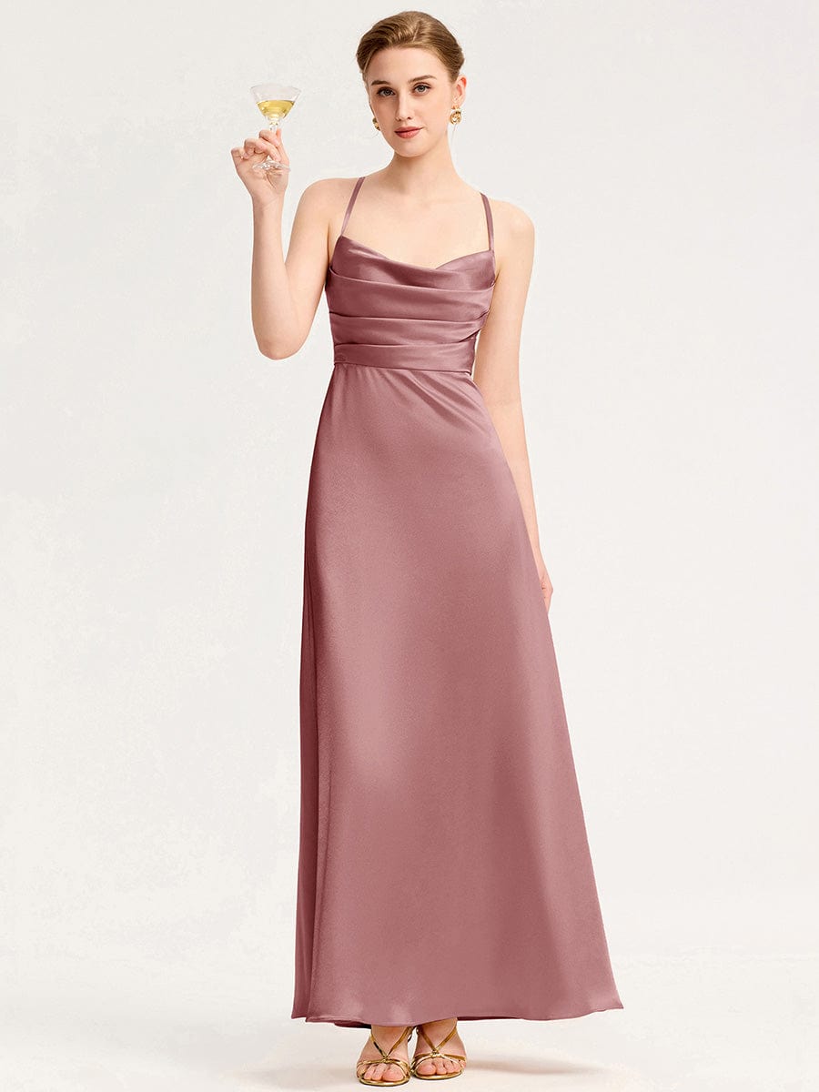 Backless Satin Bridesmaid dress #color_Purple Orchid