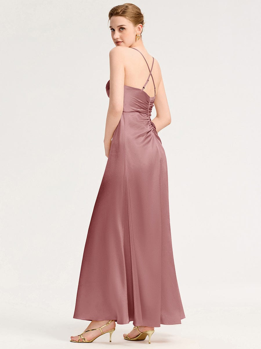 Backless Satin Bridesmaid dress #color_Purple Orchid