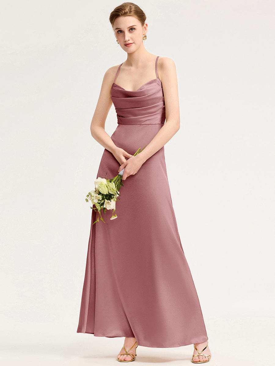 Backless Satin Bridesmaid dress #color_Purple Orchid