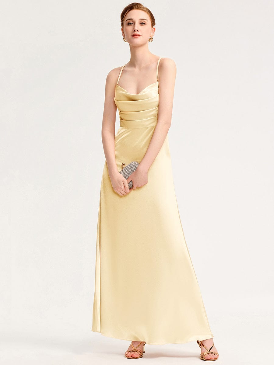 Backless Satin Bridesmaid dress #color_Yellow
