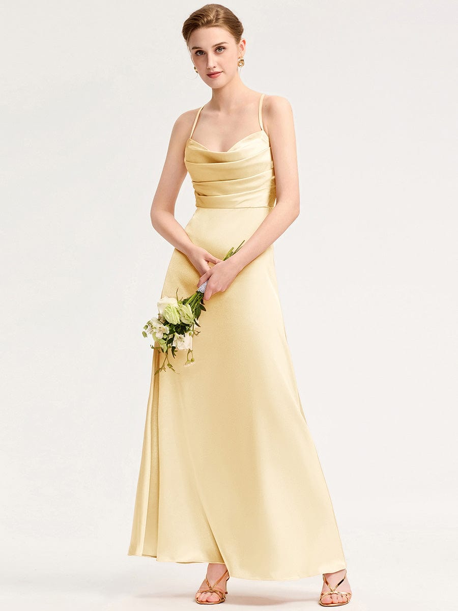 Backless Satin Bridesmaid dress #color_Yellow