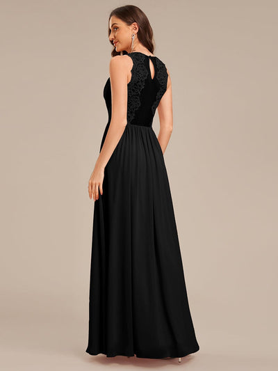 Applique Chiffon Sleeveless Bridesmaid Dress #color_Black