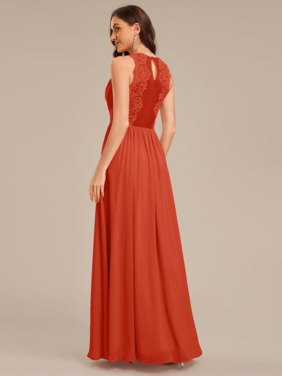 Applique Chiffon Sleeveless Bridesmaid Dress #color_Burnt Orange