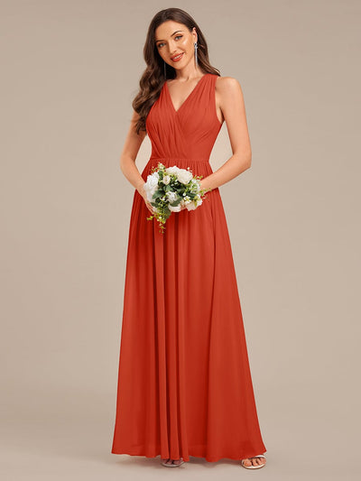 Applique Chiffon Sleeveless Bridesmaid Dress #color_Burnt Orange