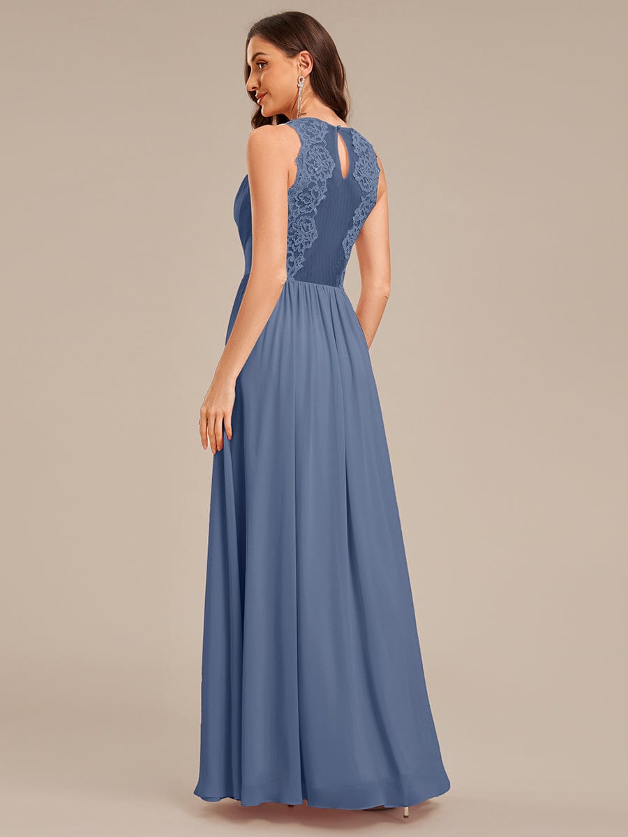 Applique Chiffon Sleeveless Bridesmaid Dress #color_Dusty Blue