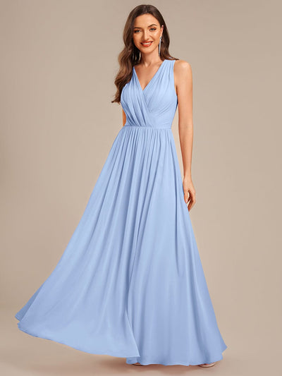 Applique Chiffon Sleeveless Bridesmaid Dress #color_Ice Blue