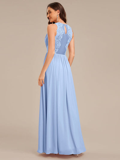 Applique Chiffon Sleeveless Bridesmaid Dress #color_Ice Blue