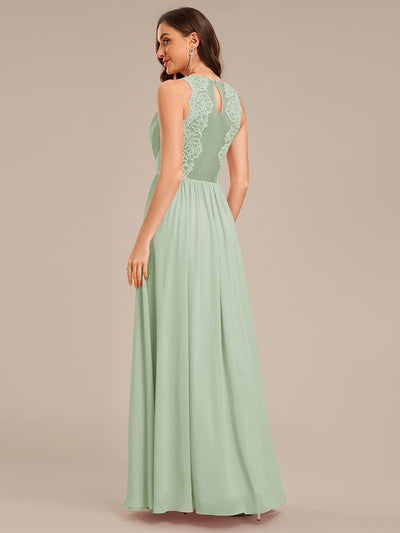Applique Chiffon Sleeveless Bridesmaid Dress #color_Mint Green