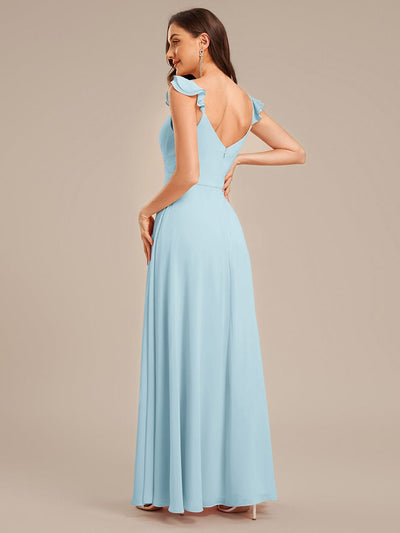 Backless Chiffon Ruffled Bridesmaid Dress #color_Sky Blue