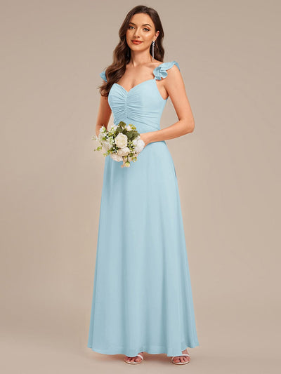 Backless Chiffon Ruffled Bridesmaid Dress #color_Sky Blue